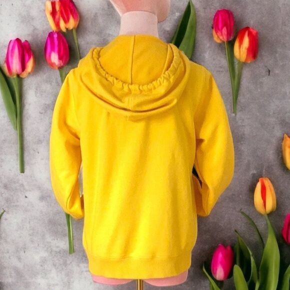 MICHAEL KORS WOMENS SWEATSHIRT HOODIE MEDIUM SIGNATURE LOGO SLEEVES GOLDENYELLOW - Picture 7 of 11